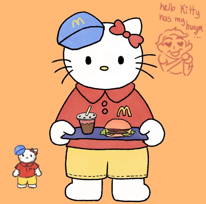 hello kitty in her mcdonalds uniform